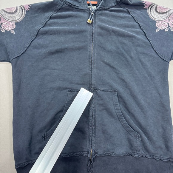 Y2K Harley Davidson Hoodie Womens 2XL Black H-D Ink Eagle Crest Skulls Sleeve - Picture 8 of 9